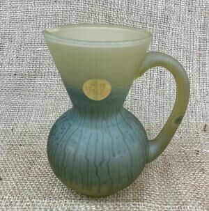 Al Rama Israel Small Hour Glass Pitcher Frosted Art Glass